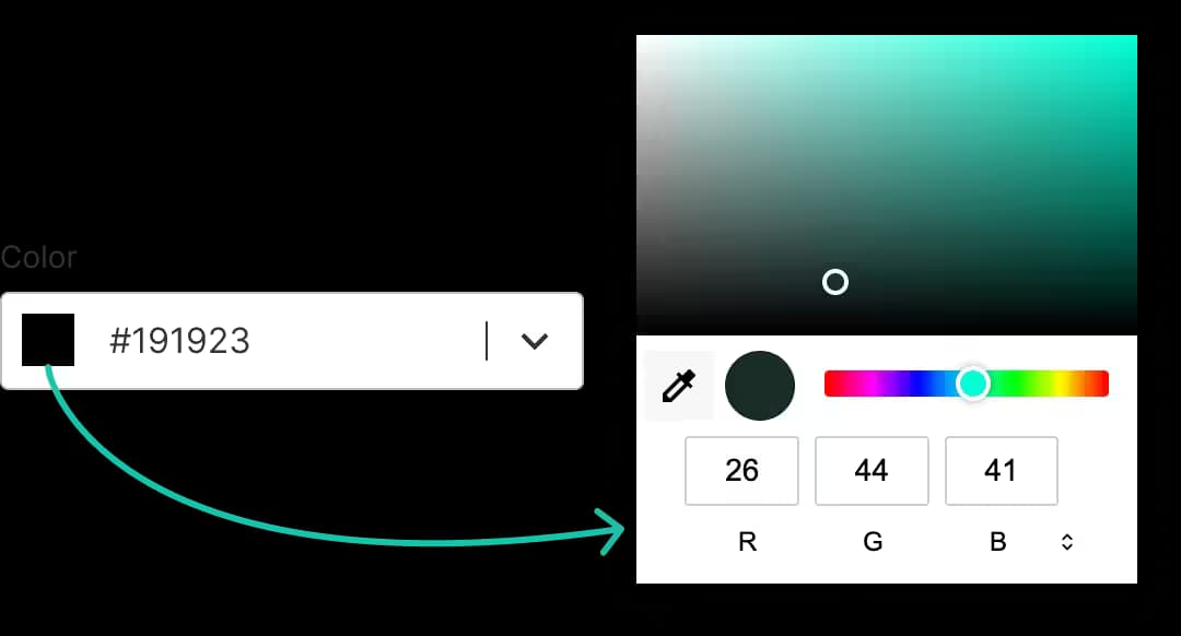 An intuitive color picker tool for customizing placecards with precision.