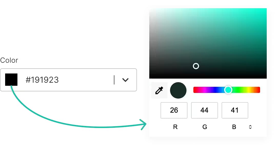An intuitive color picker tool for customizing placecards with precision.